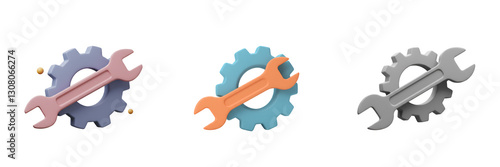 Gear with Wrench – A Cog with a Wrench Representing Engineering, Repair, and Maintenance