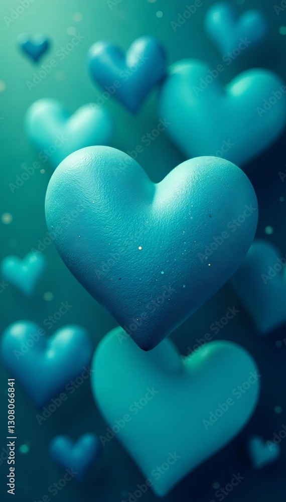 Close-up of blue and green hearts overlapping, heart, graphic Close-up of blue and green hearts overlapping, heart, graphic