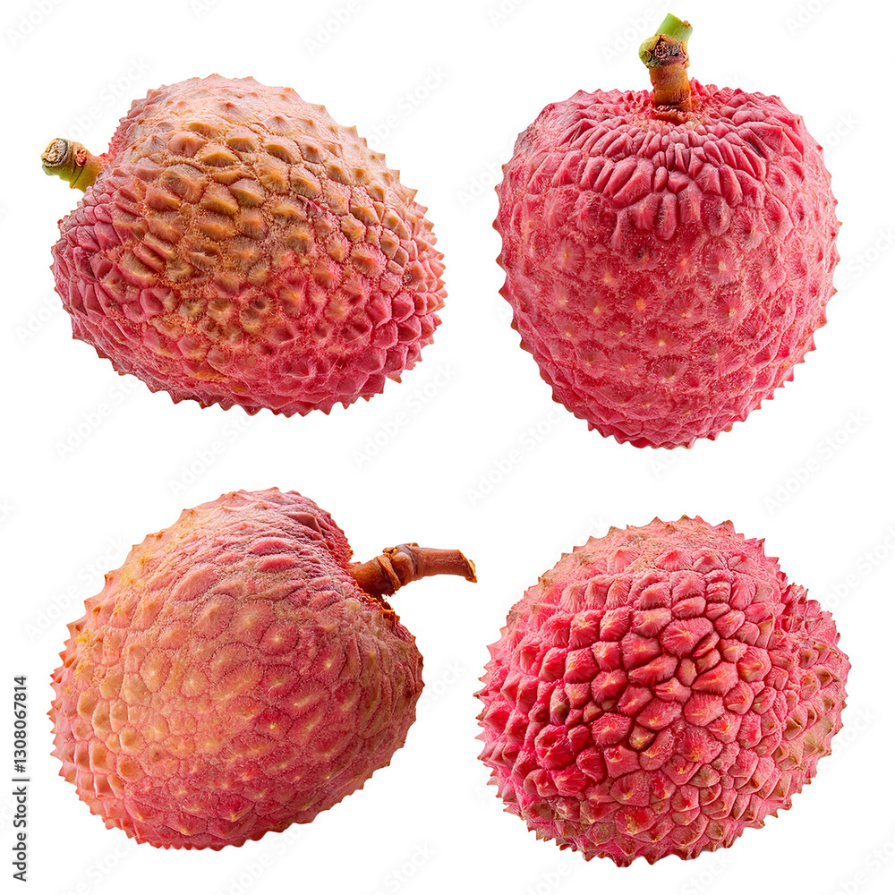 Four Lychees Isolated on Black Background Four Lychees Isolated on Black Background