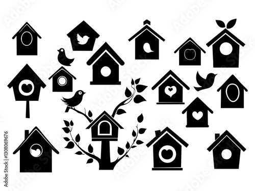 Birdhouse Bird House Leaves Shelter DIY Gift Doodle Clipart Shape