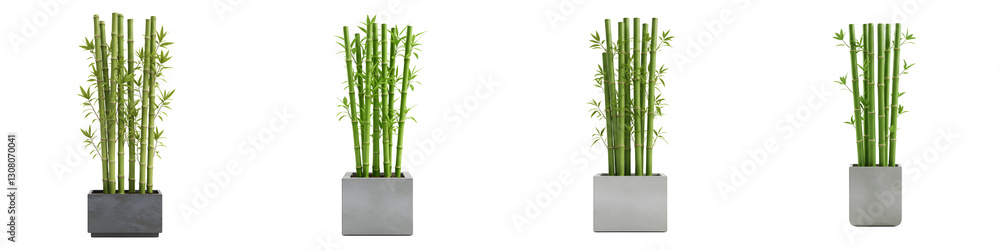 Obraz premium Bamboo Pot Icon – A Minimalist Illustration of Green Bamboo Stalks in a Pot