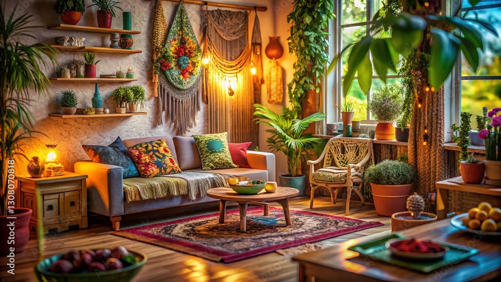 Cozy Bohemian Living Room Wall Art: Miniature Tilt-Shift Photography Cozy Bohemian Living Room Wall Art: Miniature Tilt-Shift Photography