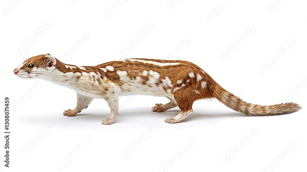 Naklejka premium Spotted quoll walking, white background, studio shot, wildlife photography, educational use