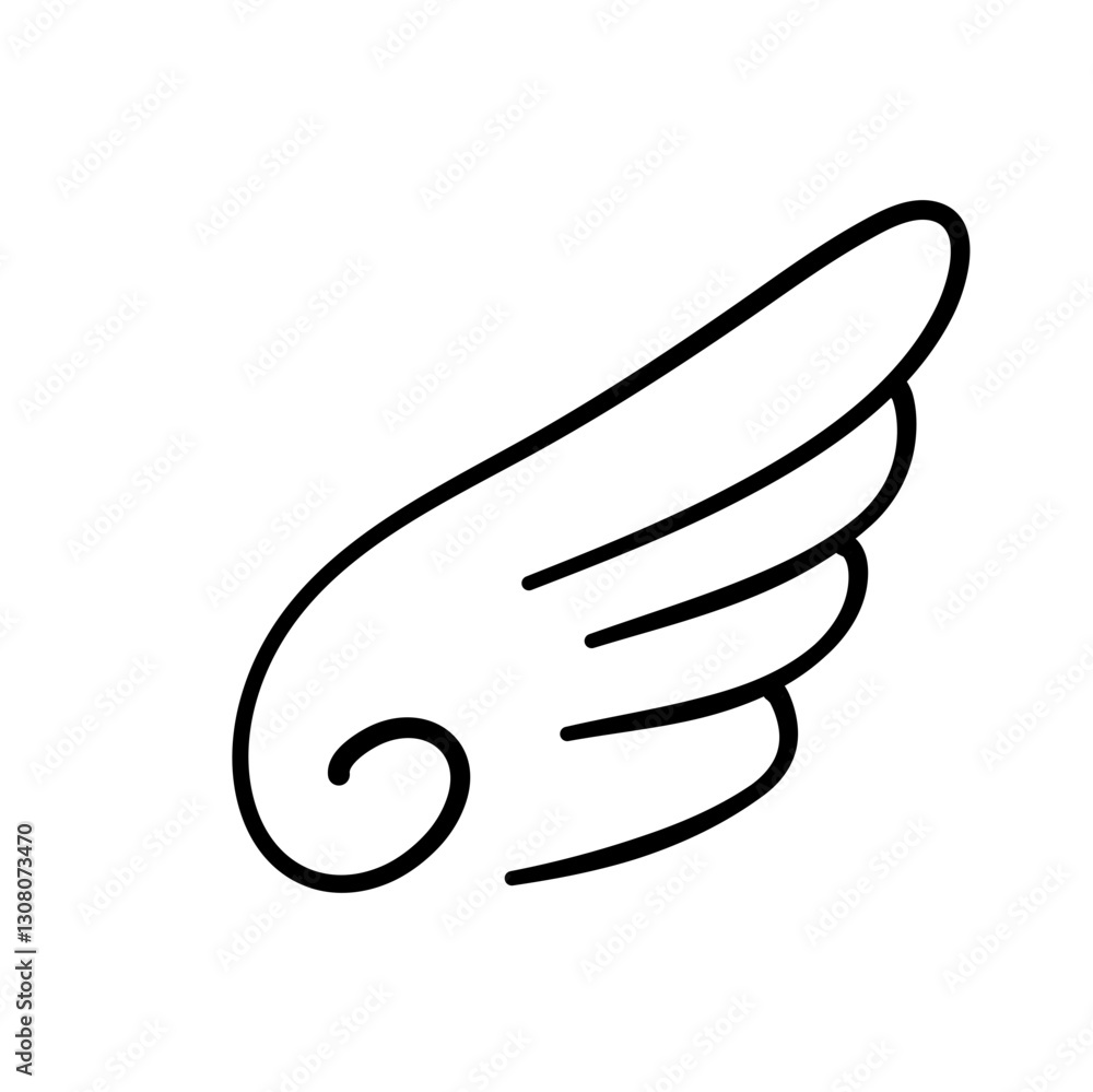 Fototapeta premium Doodle outline sketch angel wings 
