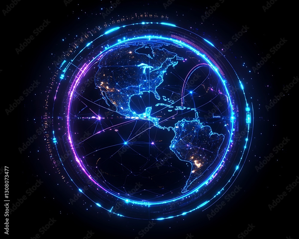 Obraz premium Global Network Connections, Digital Earth