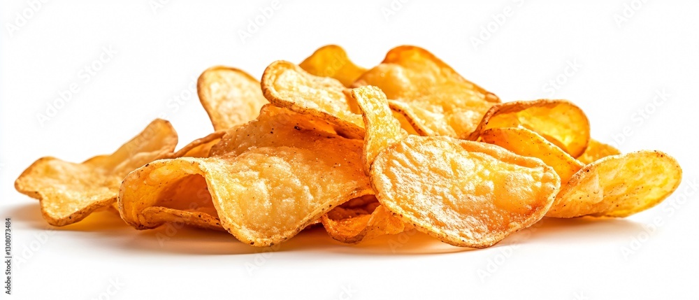 Assortment of crispy potato chips on white Assortment of crispy potato chips on white