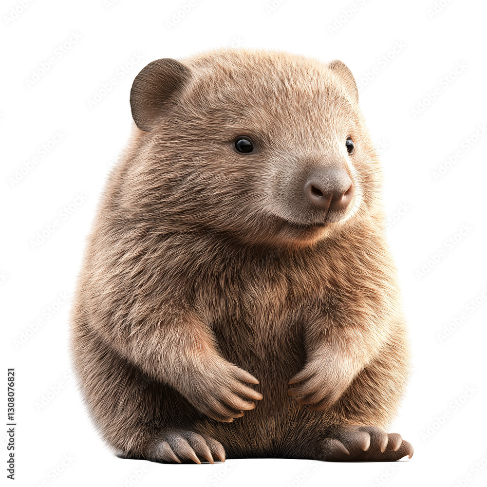 Obraz premium Adorable Furry Wombat: Cute Australian Marsupial in Woodland Habitat
