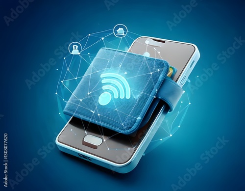 Wallpaper Mural Financial inclusion, economy and technology : 3D icon of Digital wallet, contactless payment, inclusive financial access. Torontodigital.ca