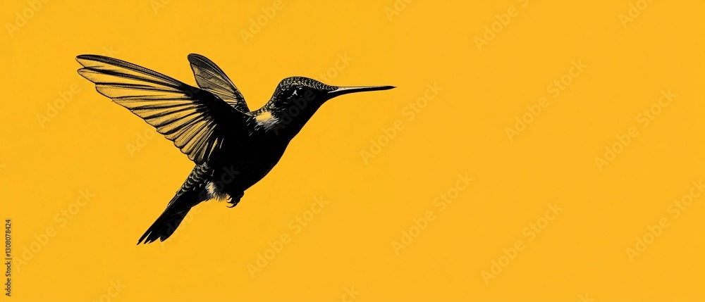 Obraz premium Vibrant Hummingbird in Flight on Yellow
