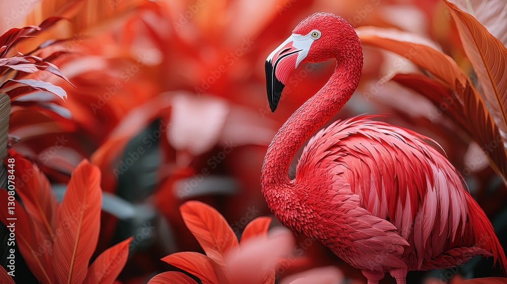 Obraz premium Flamingo in Vibrant Tropical Garden