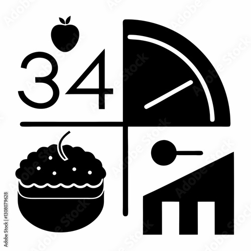 silhouette Pi Day icon set vector illustration. Happy Pi Day