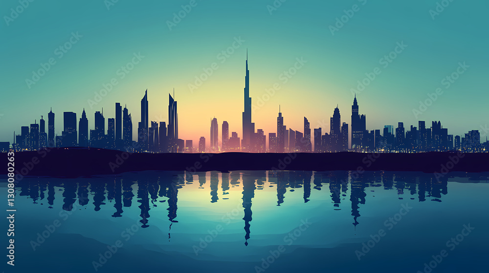 Obraz premium silhouette dubais iconic skyline