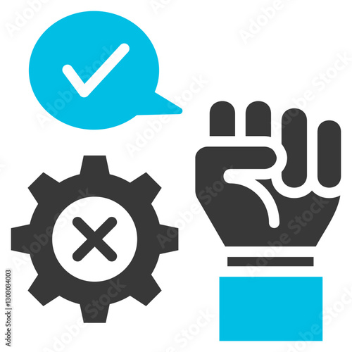 Bigotry Glyph Blue Grey Icon
