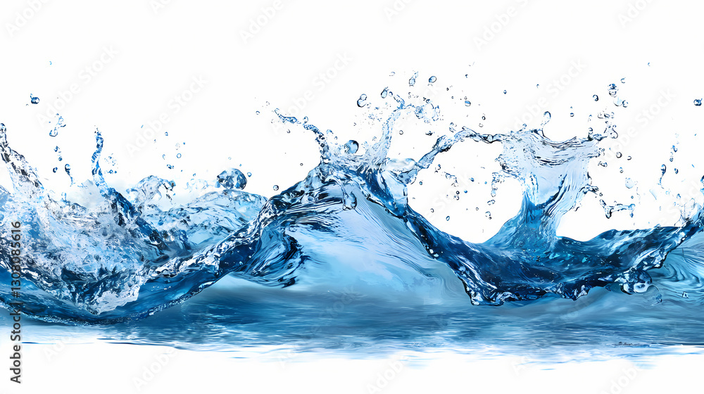 A vibrant splash of water isolated on white background, showcasing fluid motion and clarity. Serene - Valley. Illustration A vibrant splash of water isolated on white background, showcasing fluid motion and clarity. Serene - Valley. Illustration