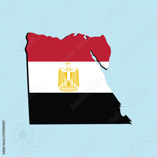 Vector illustration of Egypt flag map.