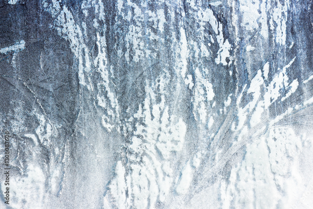 Blue Frost Background, Closeup Frozen Winter Window Pane Coated Shiny Icy Frost Patterns, Extreme North Low Temperature, Natural Ice Pattern on a Frosty Glass Blue Frost Background, Closeup Frozen Winter Window Pane Coated Shiny Icy Frost Patterns, Extreme North Low Temperature, Natural Ice Pattern on a Frosty Glass