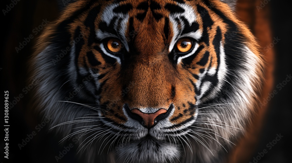 Fototapeta premium Majestic Tiger Portrait: Captivating Wildlife Photography Showcasing Striking Big Cats in Their Natural Habitat