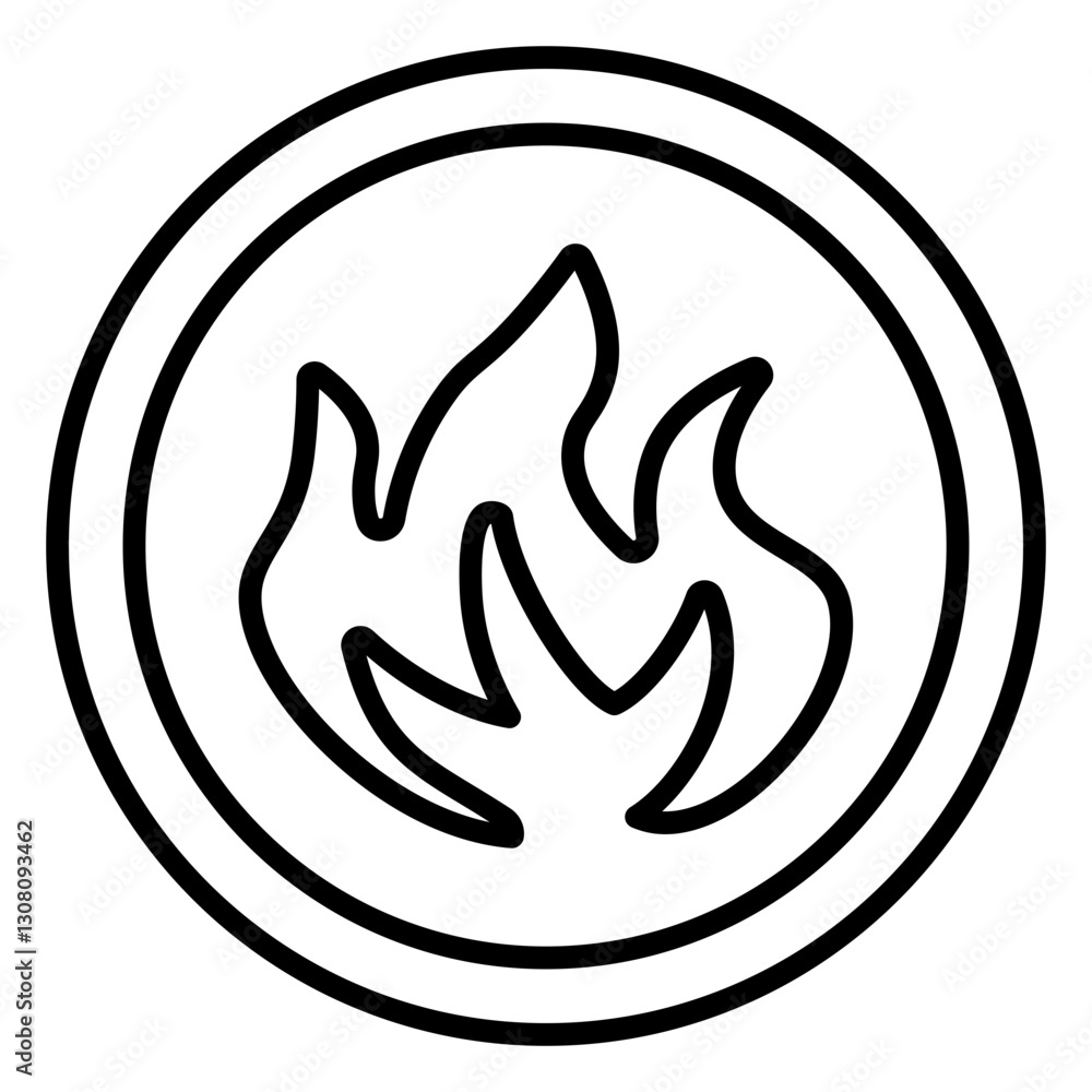 Fire Hazard Warning outline icon Fire Hazard Warning outline icon