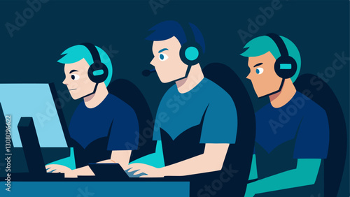 Practice Session A group of dedicated players intensely focused on their screens during a practice session with an event organizer providing support and encouragement from the
