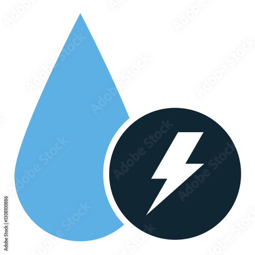 Water energy icon vector representing hydro power, renewable energy, and sustainability. Ideal for eco-friendly electricity, environmental conservation, and green technology projects.