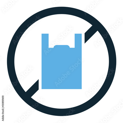 No plastic bag icon vector, representing eco-friendly, waste reduction, and sustainability. Ideal for environmental awareness, zero waste, and green lifestyle.