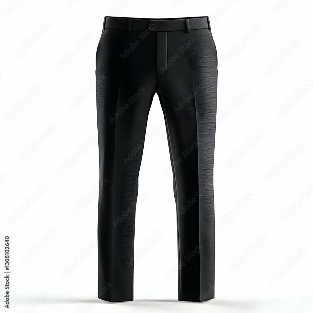 3D Render of Black Men's Dress Pants: Elegant Formal Trousers Fashion Illustration 3D Render of Black Men's Dress Pants: Elegant Formal Trousers Fashion Illustration
