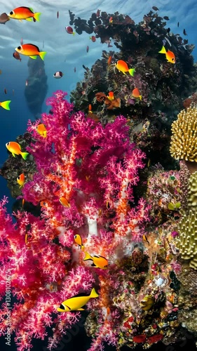 Underwater coral reef teeming with colorful fish in a vibrant marine ecosystem