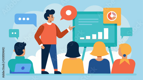 Performance Metrics A vector depicting a strategist reviewing a dashboard that displays performance metrics from various social media platforms assessing effectiveness and next
