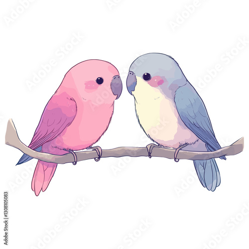Love bird illustration animals pastel vector