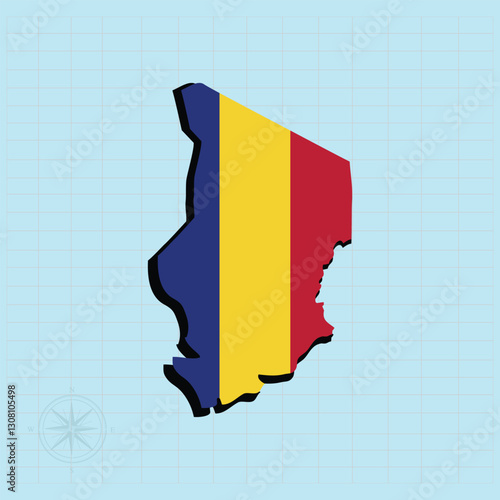 Vector illustration of Chad flag map.