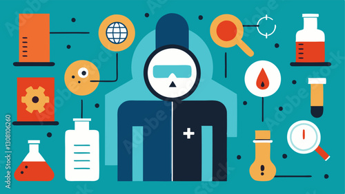 These illustrations emphasize the various aspects of forensic science in laboratory settings focusing on processes and analysis without referencing specific brands or locations.