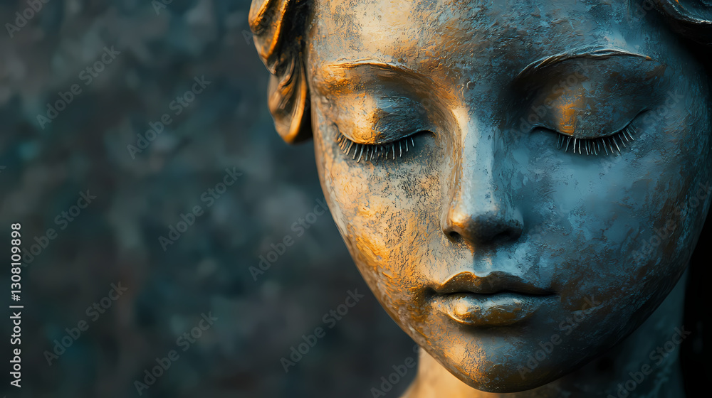 Stylized head of a young girl. dream, transcendent and meditation concept. Transcendent - Statue. Illustration Stylized head of a young girl. dream, transcendent and meditation concept. Transcendent - Statue. Illustration