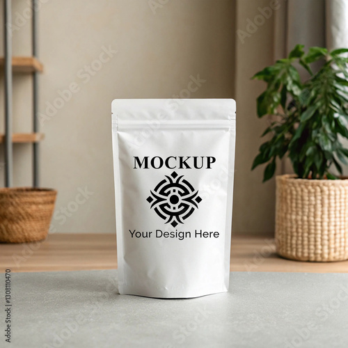 Realistic pouch bag mockup design 3D render.