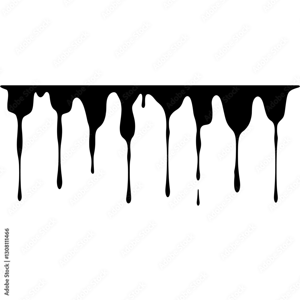 Dripping liquid border silhouette dripping black drips vector Dripping liquid border silhouette dripping black drips vector