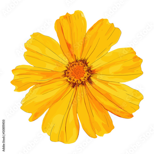 Golden Yellow Marigold illustration vibrant drawing vector