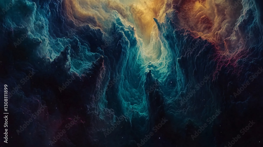 Obraz premium Cosmic Nebula, swirling gases, vibrant colors, deep space background, ideal for science fiction