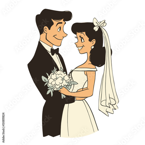 Couple wedding illustration accessories bridegroom vector