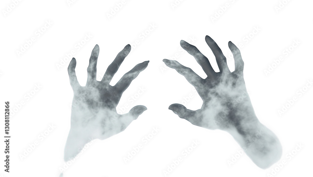 Obraz premium two hands reaching out. surrounded by a misty. ethereal atmosphere. creating a sense of yearning or struggle the monochromatic palette emphasizes the hands and the fog. evoking themes of isolation. lo