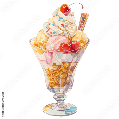 Ice Cream Sundae sundae cream illustration vector