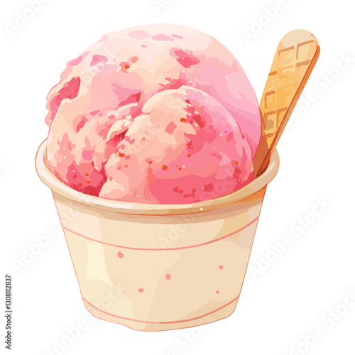 Scoopable ice cream illustration watercolor dessert vector
