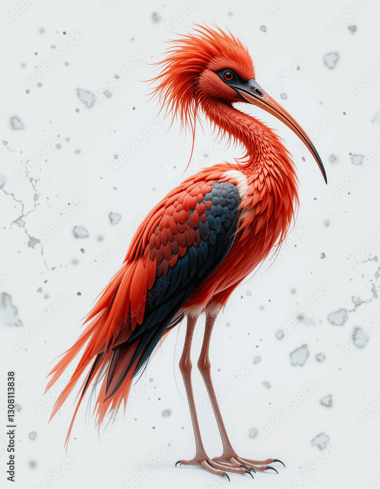Fototapeta premium Fiery Beauty: The Majestic Scarlet Ibis in Flight
