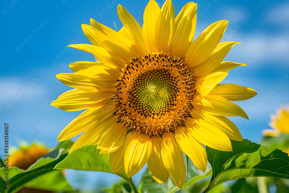 Radiant Sunflower Standing Tall Under the Clear Blue Sky, Symbolizing Growth and Positivity Radiant Sunflower Standing Tall Under the Clear Blue Sky, Symbolizing Growth and Positivity
