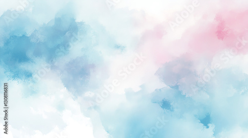 Blue and pink watercolor cloud texture with soft abstract blending. Dreamy artistic background