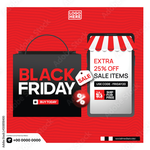 Flash Sale Black Friday Social Media Poster Design