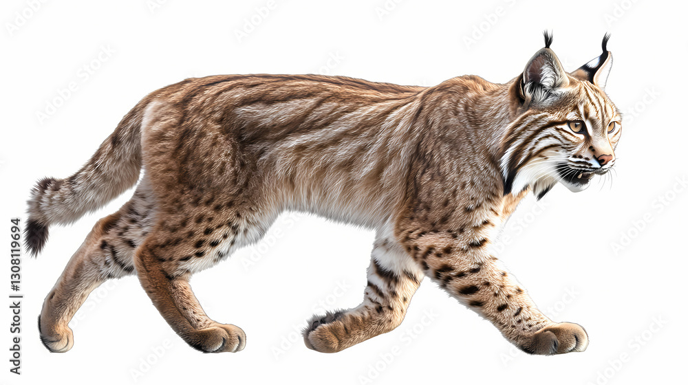 Obraz premium The bobcat (lynx rufus), an elusive wildlife, on a transparent background cutout with a photorealistic illustration. Elusive - Spirit. Illustration
