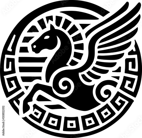 sketch vector illustration silhouette icon logo symbol mandala classic modern animal mythology horse unicorn 