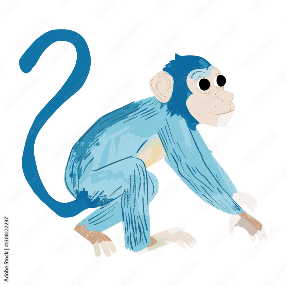 Obraz premium Cute monkey illustration animal style children's vector