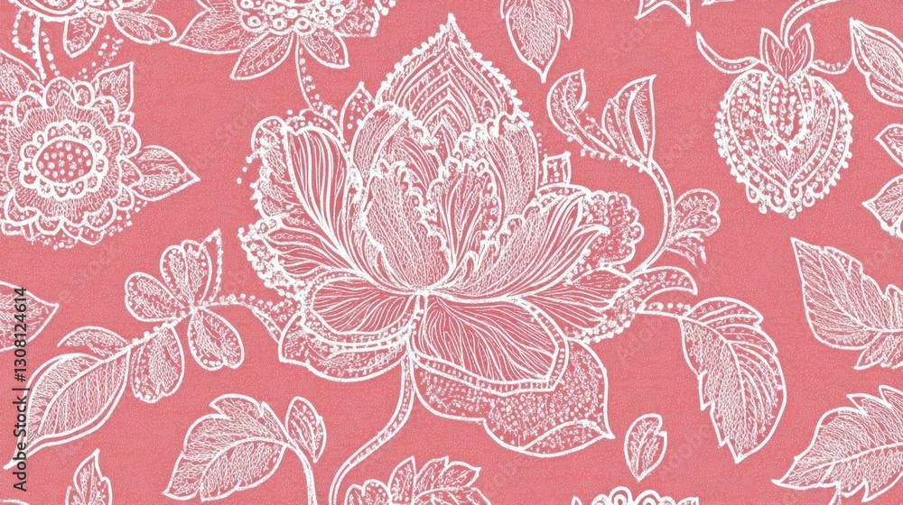 Elegant floral pattern on pink background Elegant floral pattern on pink background