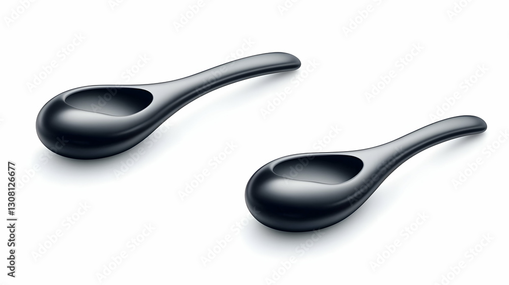 Obraz premium Sleek Black Spoons 3D Render Illustration