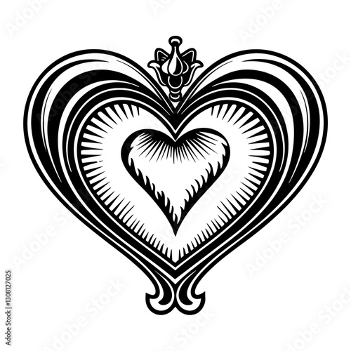 Illustration tattoo heart black vector